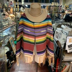 Vintage Mexican Saltillo Serape Poncho